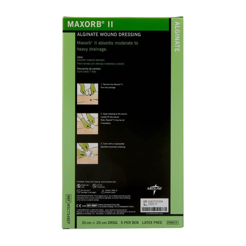 CURAD Maxorb II Alginate Dressings, 4" x 8" (Pack of 5) - Image 2